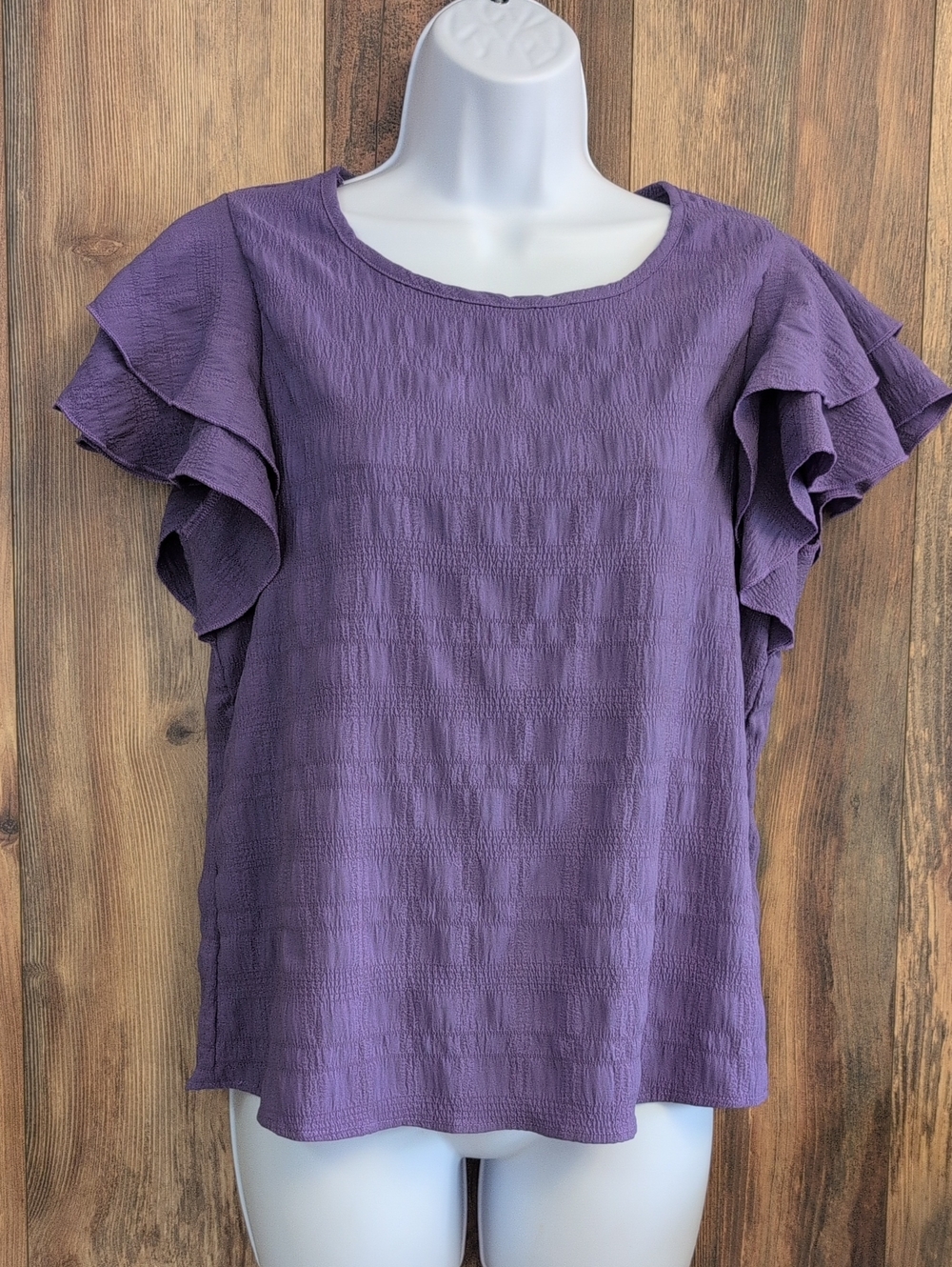 Purple Ruffle Sleeve Blouse XL F326